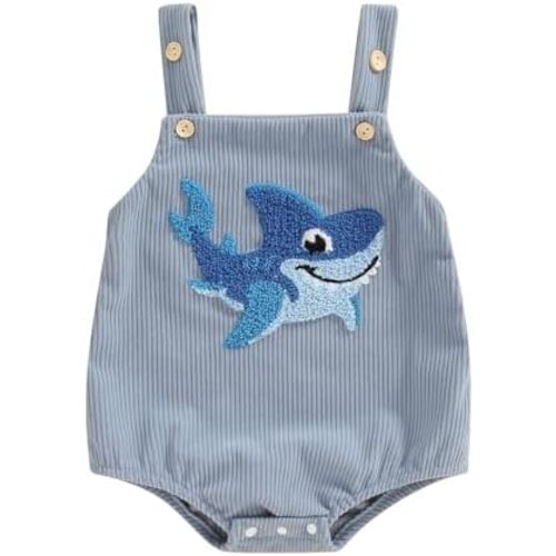 GOOCHEER Infant Summer Outfit Newborn Baby Boy Sleeveless Dinosaur Embroidery Bodysuit Romper Overall One Piece Clothes