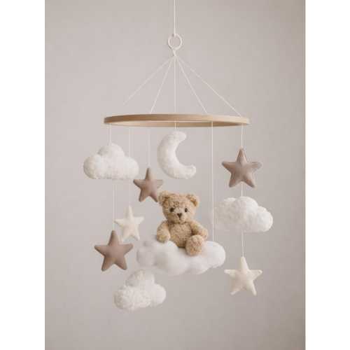 Teddy Bear on Moon Mobile | Mobile, Hanger & Music Box