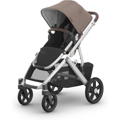 Shop UPPAbaby Vista V3 Stroller - Theo (Dark Taupe | Silver Frame | Chestnut Leather) - Li'l Baby Sprouts