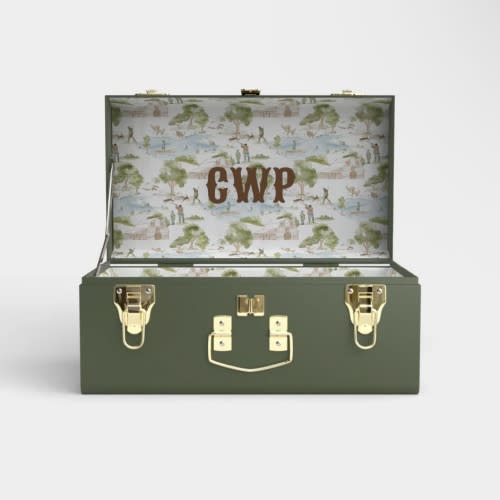 Mini Trunk - Green - Heritage Hunt / Embroidery CWP Brown