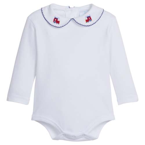 Long Sleeve Pinpoint Onesie - Train