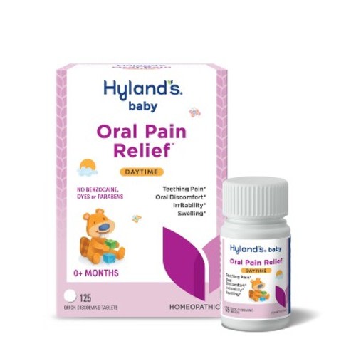 Hyland's Naturals Baby Daytime Oral Pain Relief - 125ct: Paraben-Free, Teething Treatment, Unflavored Tablets