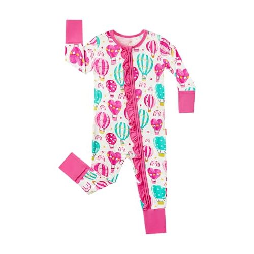 EASWEET Bamboo Viscose Baby Girl Footless Pajamas Ruffled Baby Sleepers with 2 Way Zipper