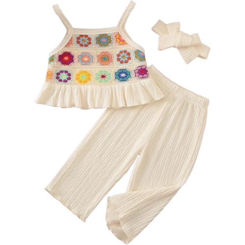 Toddler Baby Girl Summer Clothes Outfits Crocheted Ruffle Camisole Pants Kids Clothing Set