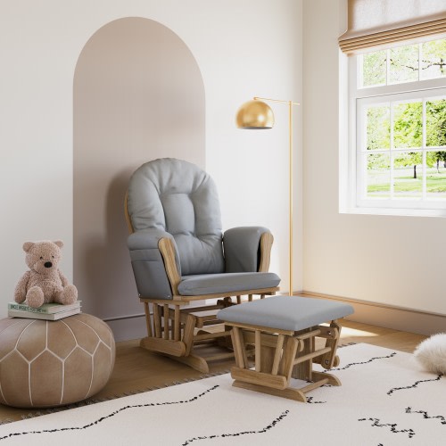 Storkcraft, Nursery Glider and Ottoman, Hoop Model, Natural Light Gray