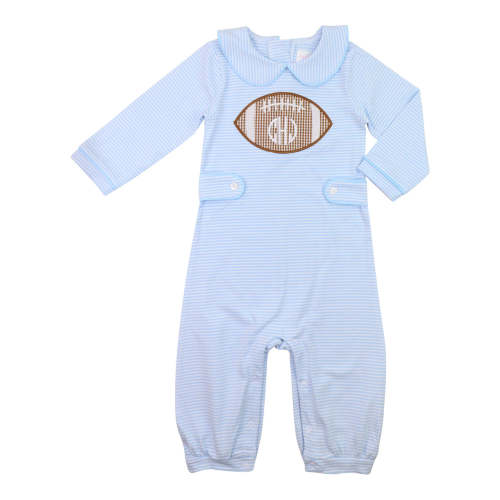 Blue Stripe Knit Applique Football Long Romper – Cecil & Lou