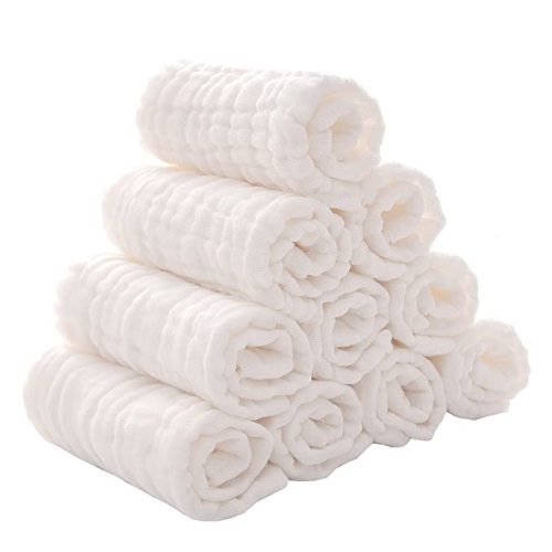 Baby Muslin Washcloths -6 Layer Soft Absorbent Face Towel - Natural Newborn Wipes for Delicate Skin - Baby Registry as Shower