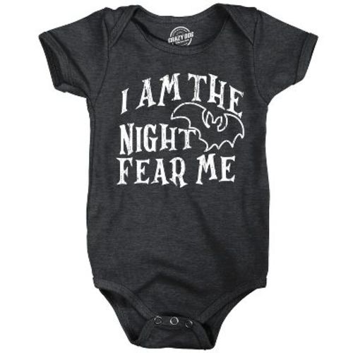 I Am The Night Fear Me Baby Bodysuit Funny Halloween Scary Bat Jumper For Infants - Crazy Dog Baby Bodysuit Black Newborn