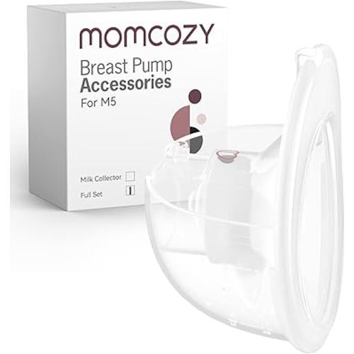 Momcozy Full Set Collector Cup Only Compatible with Momcozy M5 NOT for Others. Original M5 Breast Pump Replacement Accessories (160ml, with Double-Sealed Flange 24mm)