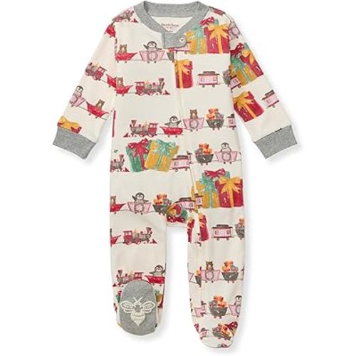 Burt's Bees Baby Boys' Sleep and Play Pjs, 100% Organic Cotton One-piece Zip Front Romper Jumpsuit Pajamas