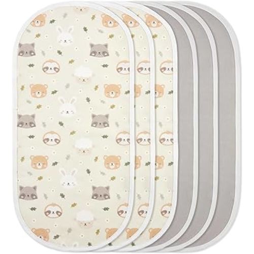TILLYOU Waterproof Changing Pad Liners 6 Pack, 100% Cotton Reusable Cloth Diaper Liners, Pet