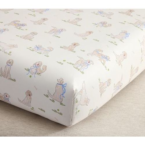 Puppy Organic Crib Fitted Sheet , Multi