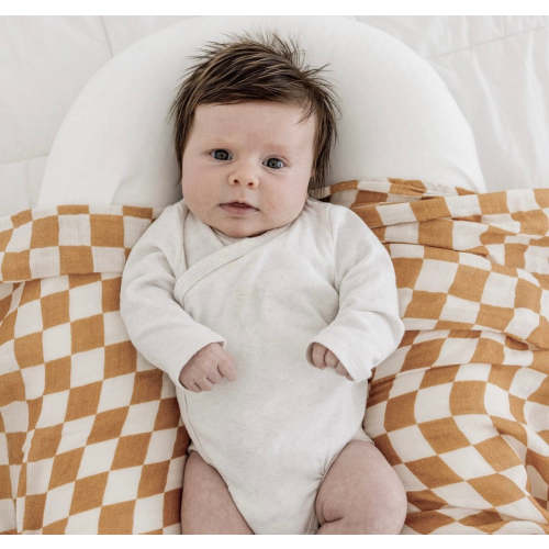 Beckett Muslin Swaddle - Orange Checker