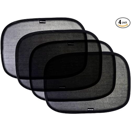 Enovoe Car Window Shades for Baby (21"x14") - 4 Pack - Sun Shade Blocker, Cling Window Cover - Glare Shield and UV Rays Protection for Your Child - Side Window Screens for SUV- Mesh Car Window Shade