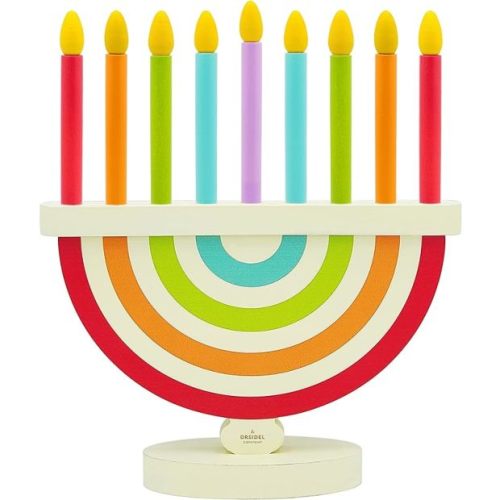The Dreidel Company Store Hanukkah Children's Wooden Chanukah Menorah with Removable Candles