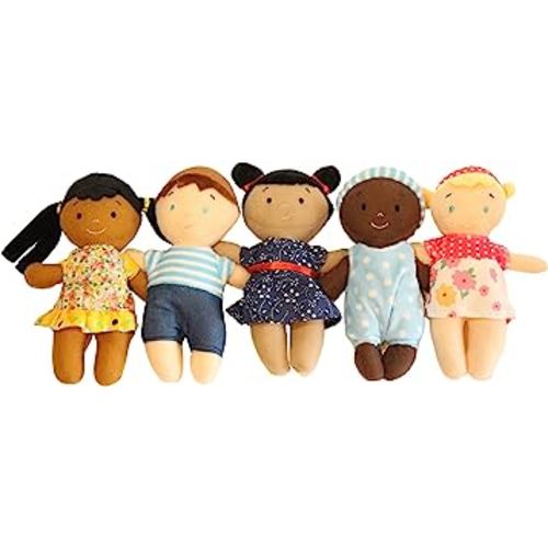 Diversity Buddies Plush Diversity Dolls - Multicultural Dolls for Kids | Multicultural Baby Dolls, Different Races Dolls, Multi-Ethnic Multiracial Dolls | Daycare Toys - 8" - Set of 5