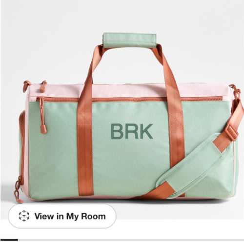 Personalized Dreamer Pink and Mint Green Colorblock Kids Duffel Bag