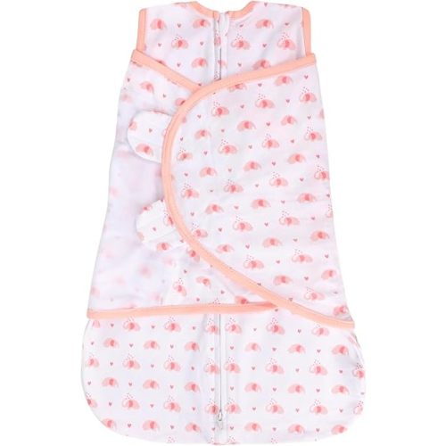 LANDICI Newborn Sleep Sack Baby Swaddle, 0-3 Months, 100% Cotton Swaddles for Newborns, 3-Way Adjustable Baby Wearable Blanket, Easy Changes Sleepsack Swaddle (Pink Elephant, One Size)