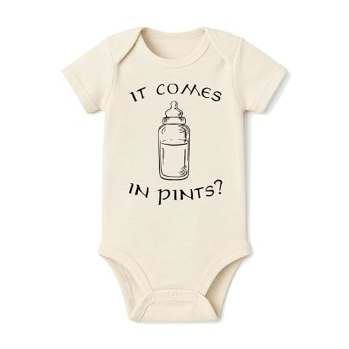 It Comes In Pints Onesie - 100% Cotton -Cream Color