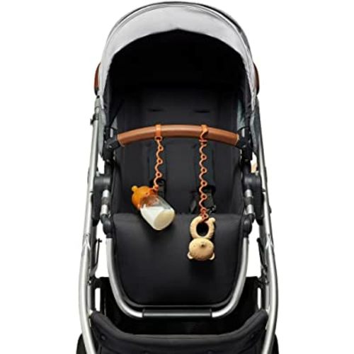 Fun Strap - Toy Safety Strap, Food-Grade Stretchable Silicone, No More Toys, Bottle and Pacifier Floor Drop from Stroller, car seat and highchair. 2-Pack (Clay)
