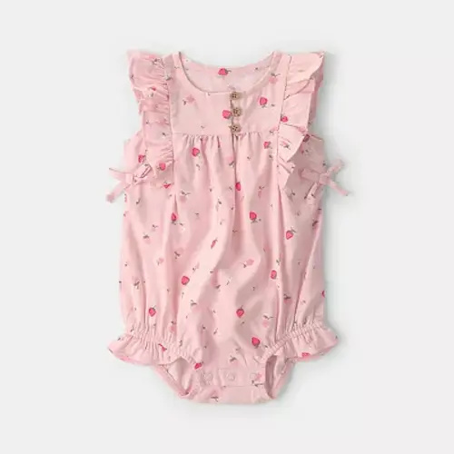 Baby Girl Carter's Strawberry Ruffle Sleeveless Romper