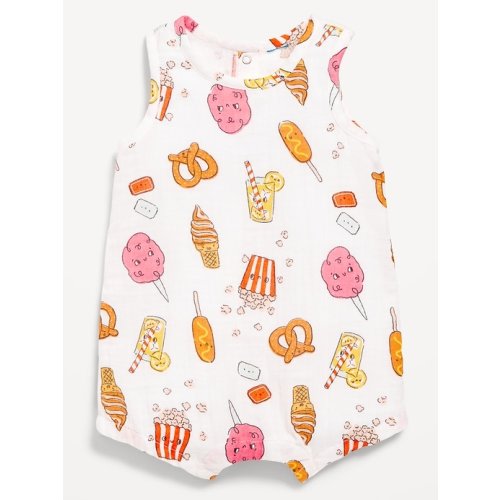 Printed Sleeveless Double-Weave One-Piece Romper for Baby