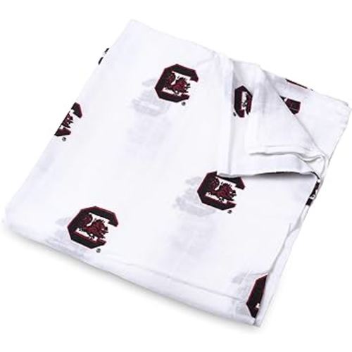 Three Little Anchors University of South Carolina Muslin Swaddle Blanket – Officially Licensed Gamecocks Baby Blanket, Soft Breathable Cotton, Large 47x47 Inch Newborn Swaddle, USC