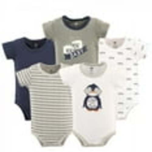 Hudson Baby Short Sleeve Bodysuits, 5-Pack, Newborn- 24 Months