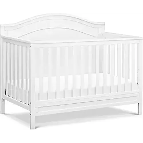 Davinci Charlie 4-in-1 Convertible Crib - GREENGUARD Gold Certified - Converts from Baby Crib to Toddler Bed, Daybed, and Full-Size Bed Effortlessly - 4 Adjustable Heights - Wooden White Baby Bed