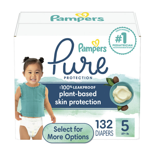 Pampers Pure Diapers Size 5, 132 Count (Select for More Options)