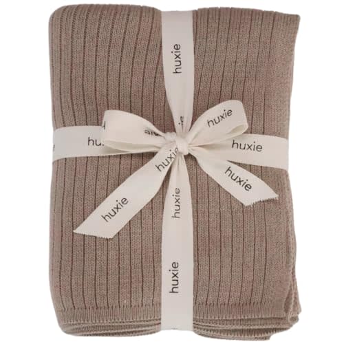 Knitted Organic Cotton Baby Blanket- Swaddle Blanket, 30" x 40" Soft Receiving Blanket for Newborn (Mochachino)