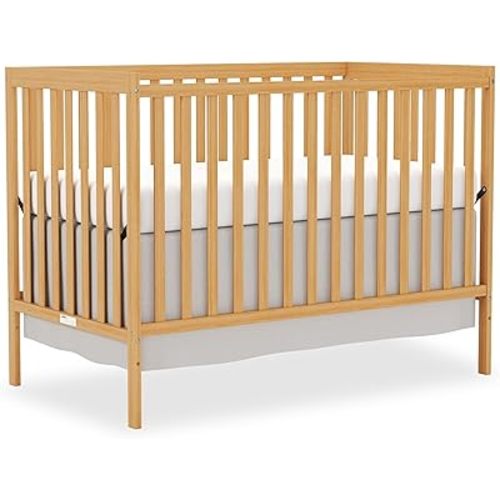 Baby Crib 5-in-1 Convertible, Wooden Nursery Cribs Converts to Toddler Bed, Daybed and Full Size Bed, 3 Adjustable Base, Non-Toxic Finish (Natural)