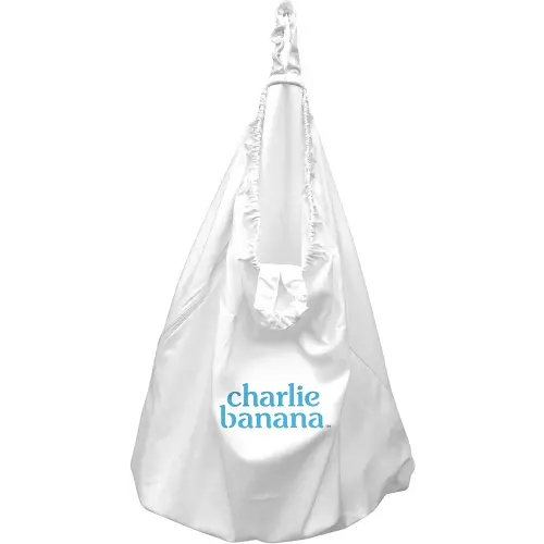 Charlie Banana Reusable and Washable Cloth Diaper Wet Bag, Waterproof Hanging Diaper Pail and Laundry Bag, White