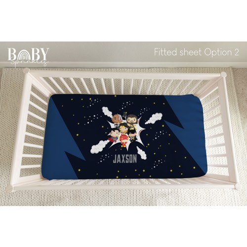 Superhero Crib Fitted Sheet: Personalized Baby Boy Nursery Decor