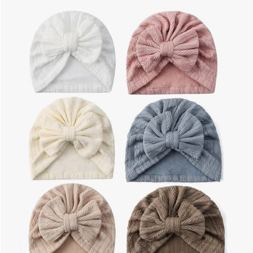 6 PCS Stretchy Baby Turban Hats, Baby Hat with Bows for Girls, Baby Boys Caps, Toddler, Newborn, Infant Hat Unisex