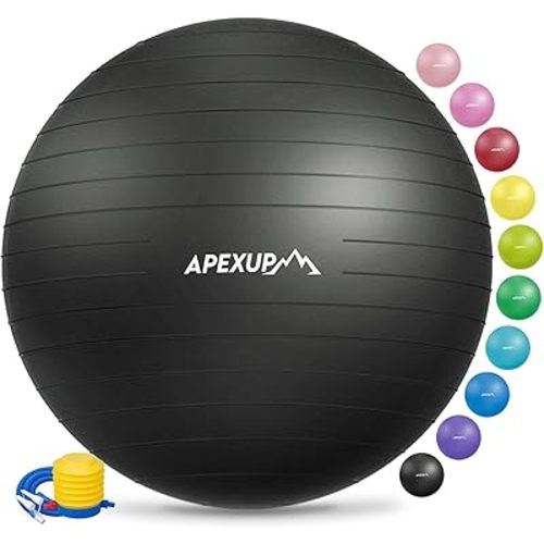 APEXUP Yoga & Pilates Ball - Anti Slip Heavy Duty Gym Ball for Fitness, Balance & Core Workout