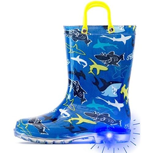 Outee Toddler Kids Adorable Lightwight Waterproof Rain Boots Light Up by Steps