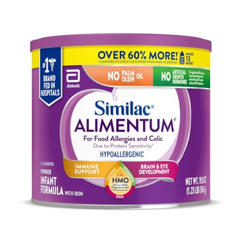 Similac Alimentum with 2’-FL HMO Hypoallergenic Infant Formula, for Food Allergies and Colic, Suitable for Lactose Sensitivity, Baby Formula Powder, 19.8-oz Value Can