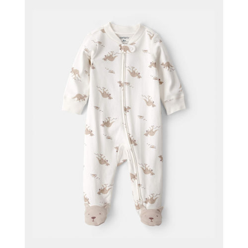 Baby Kangaroo 2-Way Zip 100% Cotton Sleep & Play Pajama - Cream | Carter's