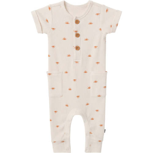 Baby Neutral Beige Suns Short Sleeve Long Leg Romper