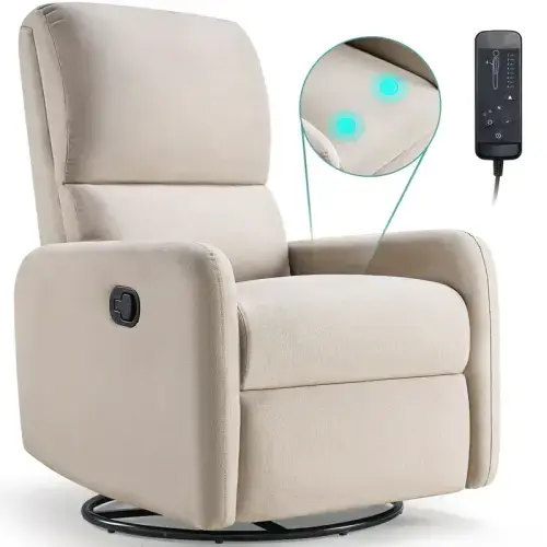 【TikTokShopBlackFriday】AMERLIFE Swivel Rocking Chair, Nursery Glider Recliner Chairs for Adults, Rocker for Living Room Bedroom, Upholstered Nursing Reclining Single Sofa - TikTok Shop
