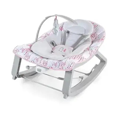 Ingenuity Keep Cozy 3-in-1 Grow with Me Vibrating Baby Bouncer Seat & Infant to Toddler Rocker, Vibrations & Toy Bar, 0-30 Months Up to 40 lbs (Pink Lily)
