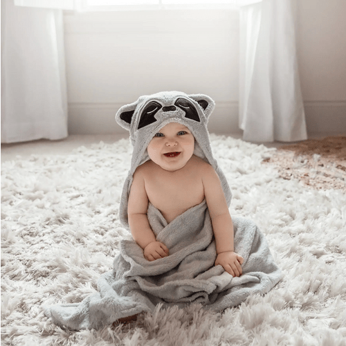 Lola & Dunelly | Raccoon Bamboo Hooded Towel: Luxury Gift Shop