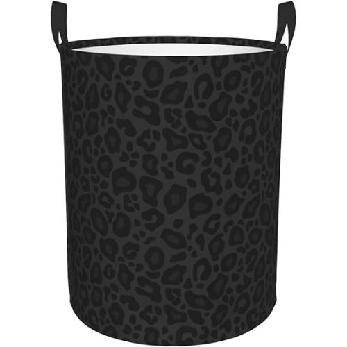 Animal Leopard Print Round Laundry Hamper Storage Basket Toys Clothes Organizer Bin For Home Bathroom Bedroom Dorm Nursery, 62l