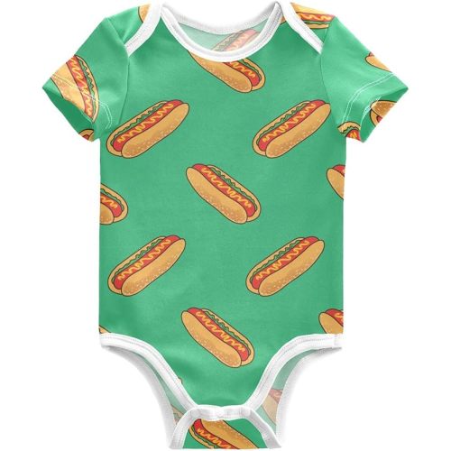 Pigsaly Baby Bodysuits Pop Colorful Hotdogs Newborn Short Sleeve Summer Jumpsuit Boy Girl 3M