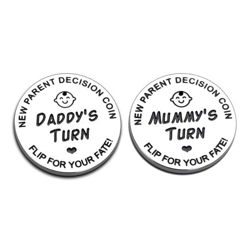 New Dad Mom Gifts Funny Decision Making Coin, New Baby Gift for Parent Mummy Daddy Pregnancy Women First Time to be Moms Dads Mother's Day Father's Day Gifts Double Sided