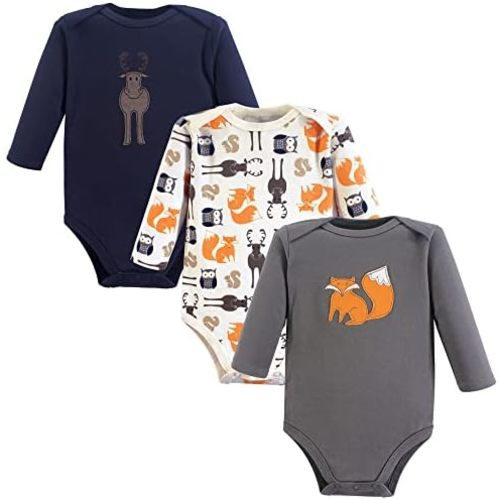 Hudson Baby baby-boys Cotton Long-sleeve Bodysuits 3-pack