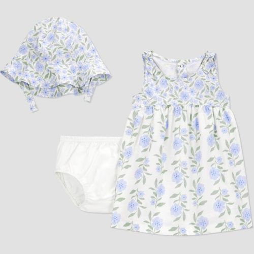 Carter's Just One You® Baby Girls' Dress with Hat - Ivory/Blue 12M