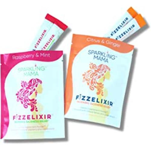 Sparkling Mama's Morning Sickness Relief - Two-Flavor Pack Fizzy Anti-Nausea Drink Mix (Vitamin B6 & Magnesium), 16 Count