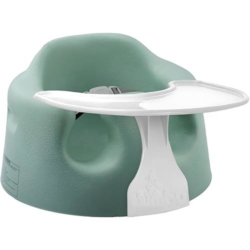 Bumbo Baby Floor Seat, Portable Infant Sit Up Activity and Eating Chair w/Tray, Hemlock